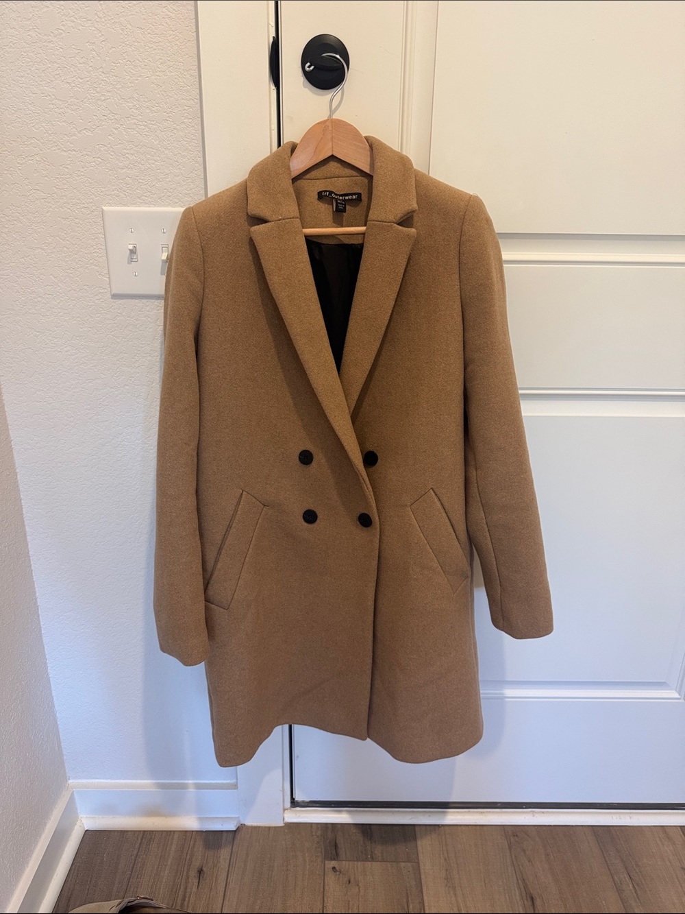 Zara  Camel Double-Breasted Pea Coat